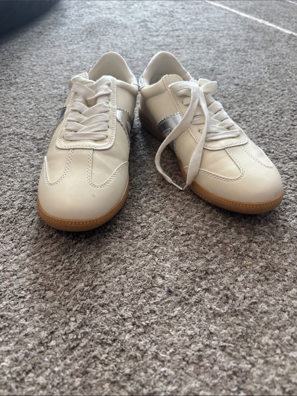 MIA White Sneakers with Silver Accent and Gum Sole